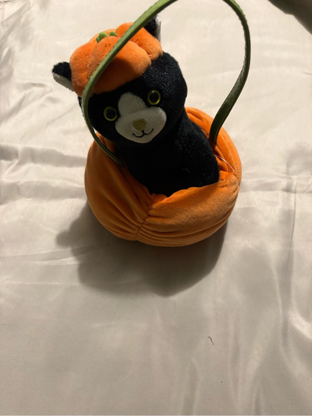 Gymboree Black Cat in Orange Pumpkin Basket Plush Accessory